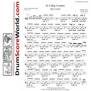 Big Country - In A Big Country - Drum Sheet + Play-Along Track